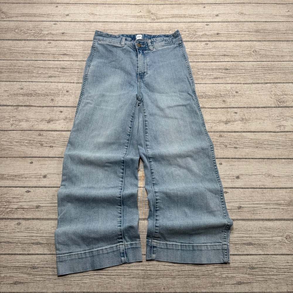 Gap Jeans Women's 4/27 Blue Light Wash High Rise Denim Wide Leg Baggy Fit Retro